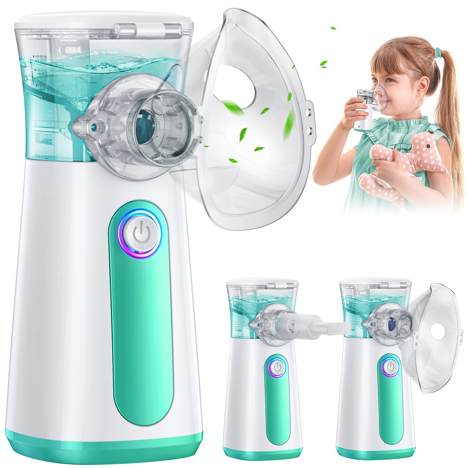 Portable Mesh Nebulizer | Silent Cool Mist | Adult + Child Masks | USB Rechargeable