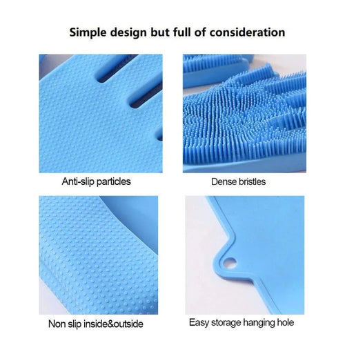 ( High Quality )Pair Of Silicone Washing Full Finger Gloves For Home & Kitchen